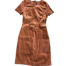 Walter Baker Dress Womens Small Metallic Shiny Orange Sheath 