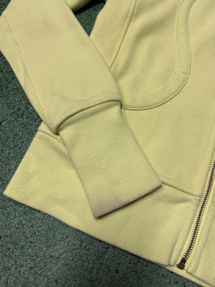 Lululemon Sudadera con Capucha de Buceo Mujer Talla 6 Cremallera Completa Chaqueta Amarillo Neón Agujero para el Pulgar MARCADO Foto 4 de 4