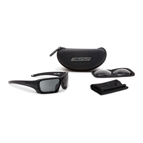 ESS Rollbar Black Sunglasses w/ Clear & Smoke Grey Lens - Picture 2 of 4