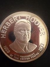 1970 USA United States PRESIDENT HERBERT HOOVER FM Proof Silver Medal i116622