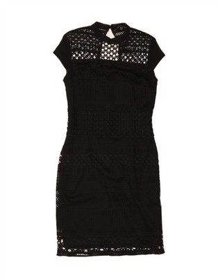 Lipsy Damen Häkel Bodycon Kleid UK 14 Medium schwarz Polyester BO04