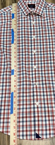 UNTUCKit Evans Calce Ajustado Para Hombre Manga Larga Mediana Abotonada Rojo Blanco Azul Cuadros - Imagen 7 de 9