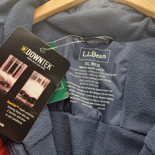 NWT LL Bean Men Bean's 650 Down Jacket Colorblock Burgundy Nautical Navy XL - Picture 2 of 11