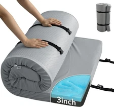 Thick Memory Foam Camping Cot Mattress Pad Portable Roll up Sleeping Pad 72"x24"