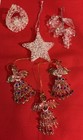 Vintage 6pc Lot Hand Blown Spun Glass Christmas Ornaments