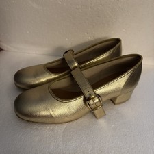 Womens Sz 7 W Gold Scoop Square Dance Shoes USA leather Buckle Promenaders
