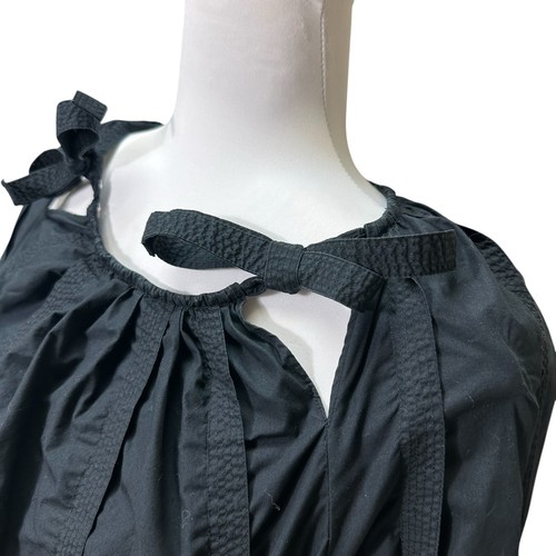 Ulla Johnson schwarz Baumwolle Popeline Tie Neck Langarm Top 6 Baloom Ärmel - Bild 4 von 10