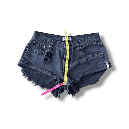 One Teaspoon Bandits 28" Micro Denim Shorts Distressed Jeans Twisted Hem Boho - Bild 10 von 10