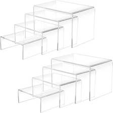 8Pcs Acrylic Display Risers(6",5",4"3") Clear Product Stand,Cupcakes clear 