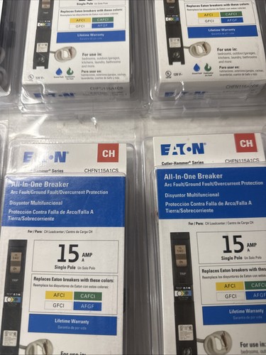 INTERRUPTOR DE CIRCUITO EATON CHFN115A1CS GFCI AFCI 15 AMP 1 POLO NUEVO EN EMBALAJE - Imagen 4 de 4