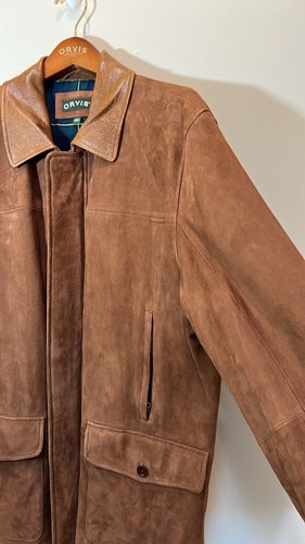 NWOT Orvis Suede Coat Mens XL Cognac Brown Luxuriously Soft - Picture 9 of 19