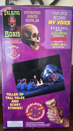 1999 Talking Thru Boris Voice Interactive Halloween Skull Skeleton w/Microphone - Picture 8 of 10