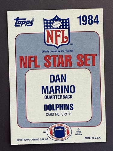 1984 Topps NFL Star Glossy Inserts #3 Dan Marino Dolphins MINT - Bild 4 von 6