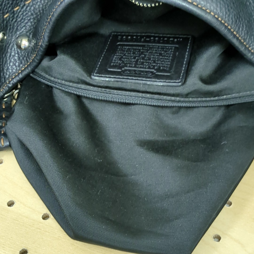 COACH One Shoulder Bag Leather Studs Black Used from Japan