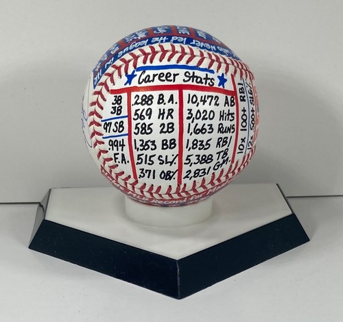 Rafael Palmeiro Signed OML Baseball, VCBC SuperStats, Hand Painted JSA, Rangers - Picture 3 of 11