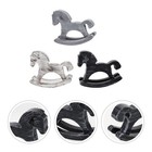  3 Pcs Horse Figurine Wooden Rocking Figurines Home Decor Desktop Ornament