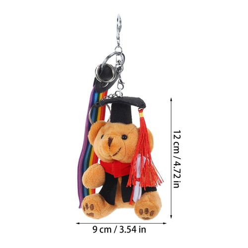 Oso de graduación colgante animales de peluche llavero juguete difuso mochila - Imagen 9 de 12