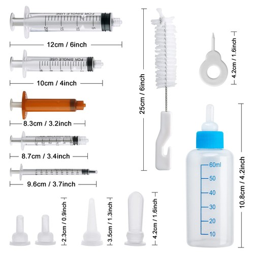 DONQL Biberon per Animali Domestici 60ml 5 Siringa per Animali Domestici Bib - Foto 2 di 7