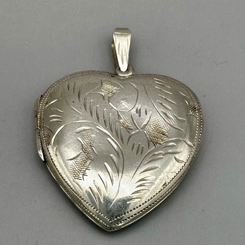 Heart Photo Locket Pendant 925 FAS Sterling Silver Engraved Floral Scroll Design - Picture 10 of 11