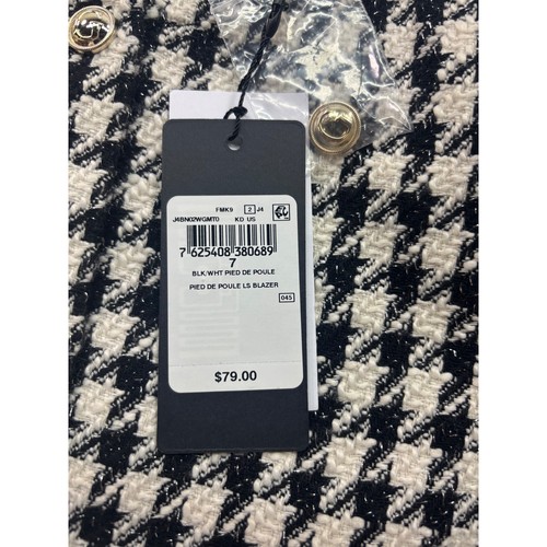 GUESS Kids Houndstooth Blazer Jacket Gold Buttons Black White Tweed Girls Size 7 - Picture 5 of 8