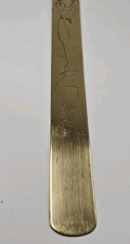 Antiker japanischer Meiji Ära Kranich Kirschblüte Pferd Messing Seitenwender 11,75" - Bild 7 von 14