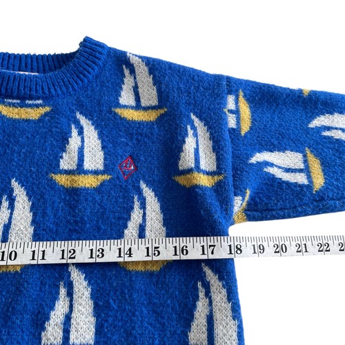 The Animals Observatory Bull blau Intarsien Segelboot Pullover Gr. 6 - Bild 4 von 11