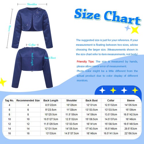 Kids Girl's Outerwear First Communion Cardigan Elegant Coat Birthday Bolero - Picture 17 of 24