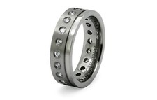 8mm Men's Titanium Ring Band Eternity CZ Stones Brushed and High Polish Comfort
