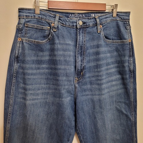 Arizona Womens Jeans 19 Blue Highest Rise 90's Straight Distressed Juniors Plus - Picture 4 of 9
