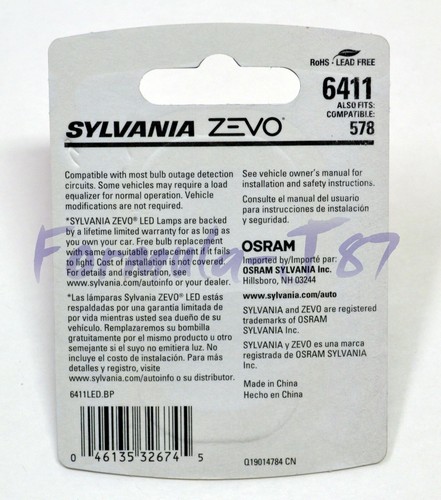 Sylvania ZEVO LED Light 6411 White 6000K Two Bulbs Interior Dome Upgrade Lamp OE - Bild 3 von 10