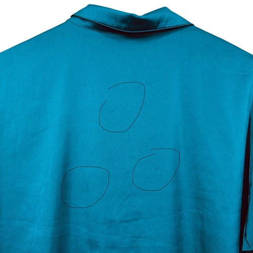 Express Sleepwear Deep Teal Satin Pajama Set Size L Wide Leg Lightweight Lounge - Picture 13 of 17