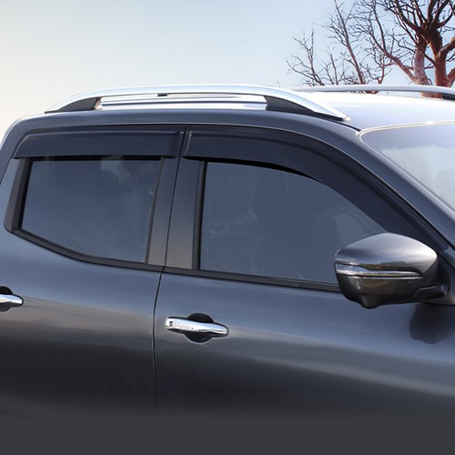 Tinted Black Weather shields Window Visors For Nissan Navara NP300 D23 2015-2024 - Picture 3 of 11