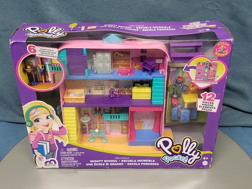Juego Polly Pocket Pollyville Mighty School con 12+ accesorios y armario Mattel - Imagen 1 de 7