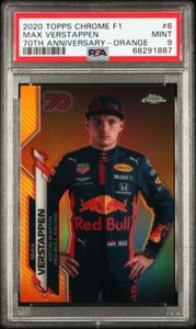 2020 Topps Chrome Formula 1 Max Verstappen #6 Orange 70th PSA 9 RC Rookie POP 19