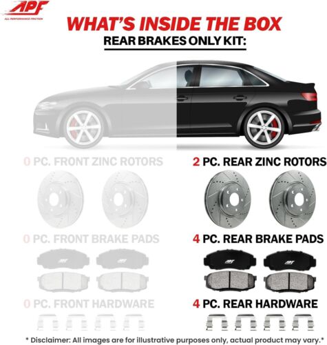 Rear Brake Kit Compatible For Jeep Compass 2007-2017 Zinc Drilled and Slotted Ro - Picture 3 of 17