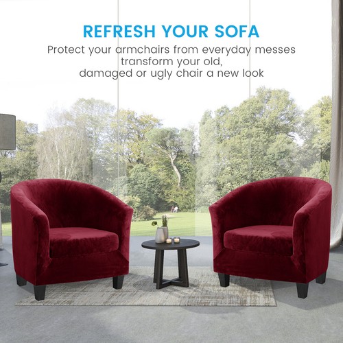 Wannenstuhl Schonbezug 2-teilig Samt Clubsessel Stuhlhussen mit Kissenbezug - Bild 60 von 99