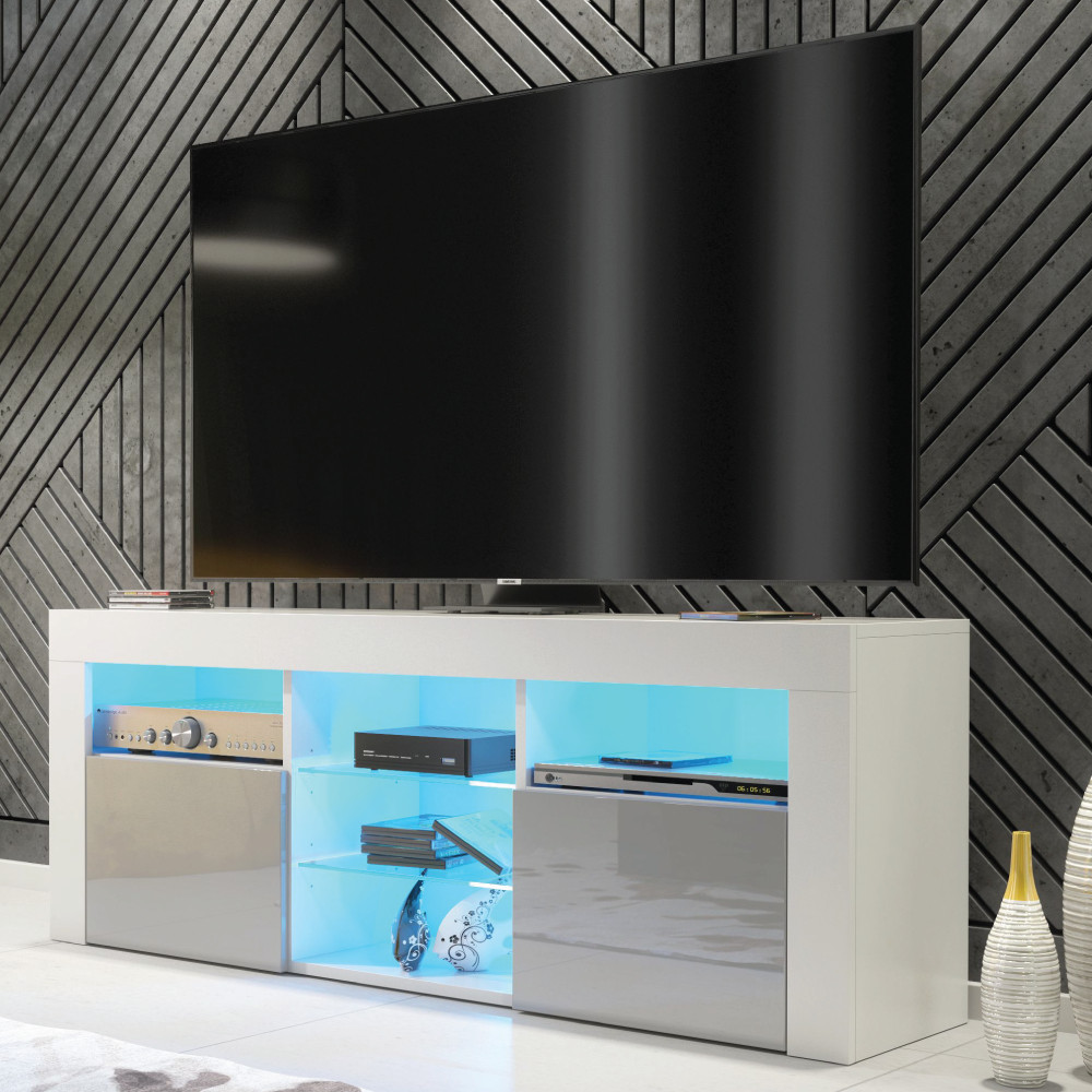 TV Unit 145cm | Modern Stand | Gloss Doors | Free LED | Creative Furniture ⭐⭐⭐⭐⭐