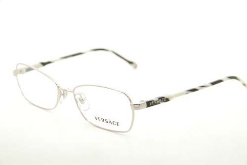 New Authentic Versace 1192 1000 Silver/Stripe 54mm Frames Eyeglasses RX Italy - Picture 1 of 12