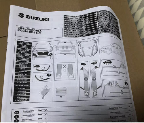 New Genuine Suzuki Swift AZ 2017> Body Decal Set Go Faster Stripes Silver - Picture 3 of 7