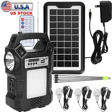 Portable Solar Power Bank Generator Rechargeable w/Flashlight  Lighting Bulbs