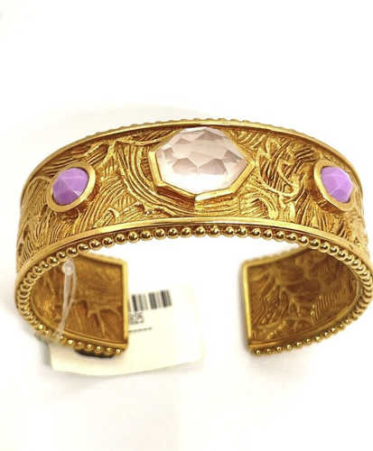 Stephen Dweck Bronze Pink Quartz & Purple Phosphosiderite Cuff Reg 695 Sale $395 - Picture 4 of 17