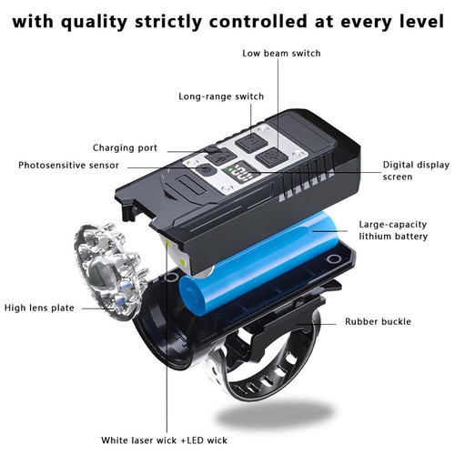 LED Pantalla Eléctrica Bicicleta Bocina Faro Impermeable Duradero Outdoo VH88 - Imagen 11 de 12