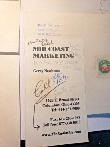 PAUL W. TIBBETS 4 SIGNED PIECES ENOLA GAY INDEX CARDS PLUS - Picture 10 of 15