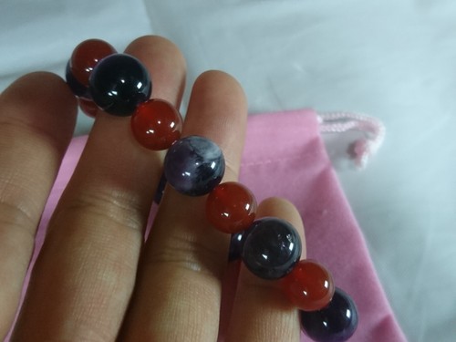 10mm Carnelian & 12 mm Amethyst naturalStone bracelet purify with shrineswater - Picture 11 of 18