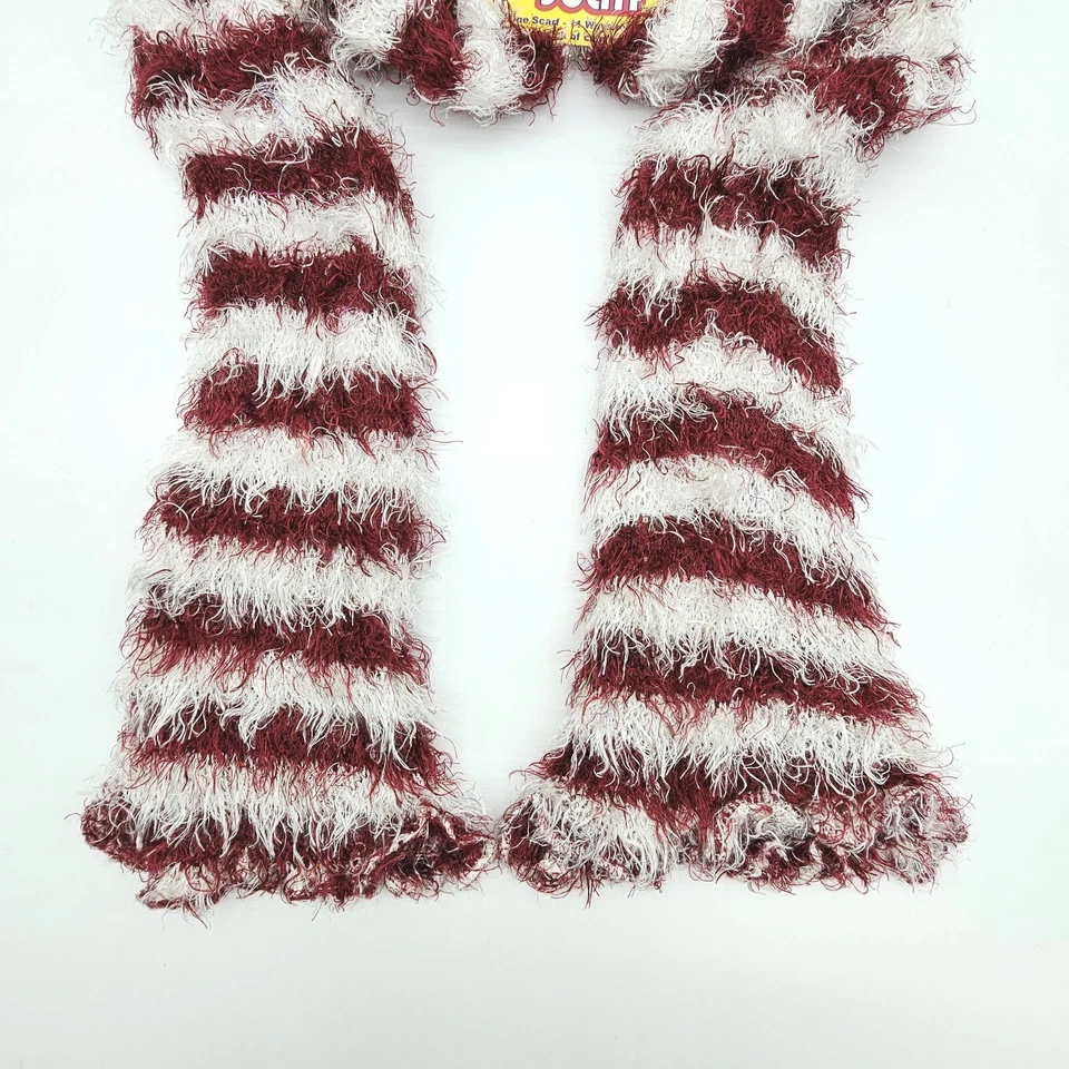 Magic Scarf Maroon White Stripe Super Soft Versitile Winter Outdoor Apparel Lady - Image 2 of 4