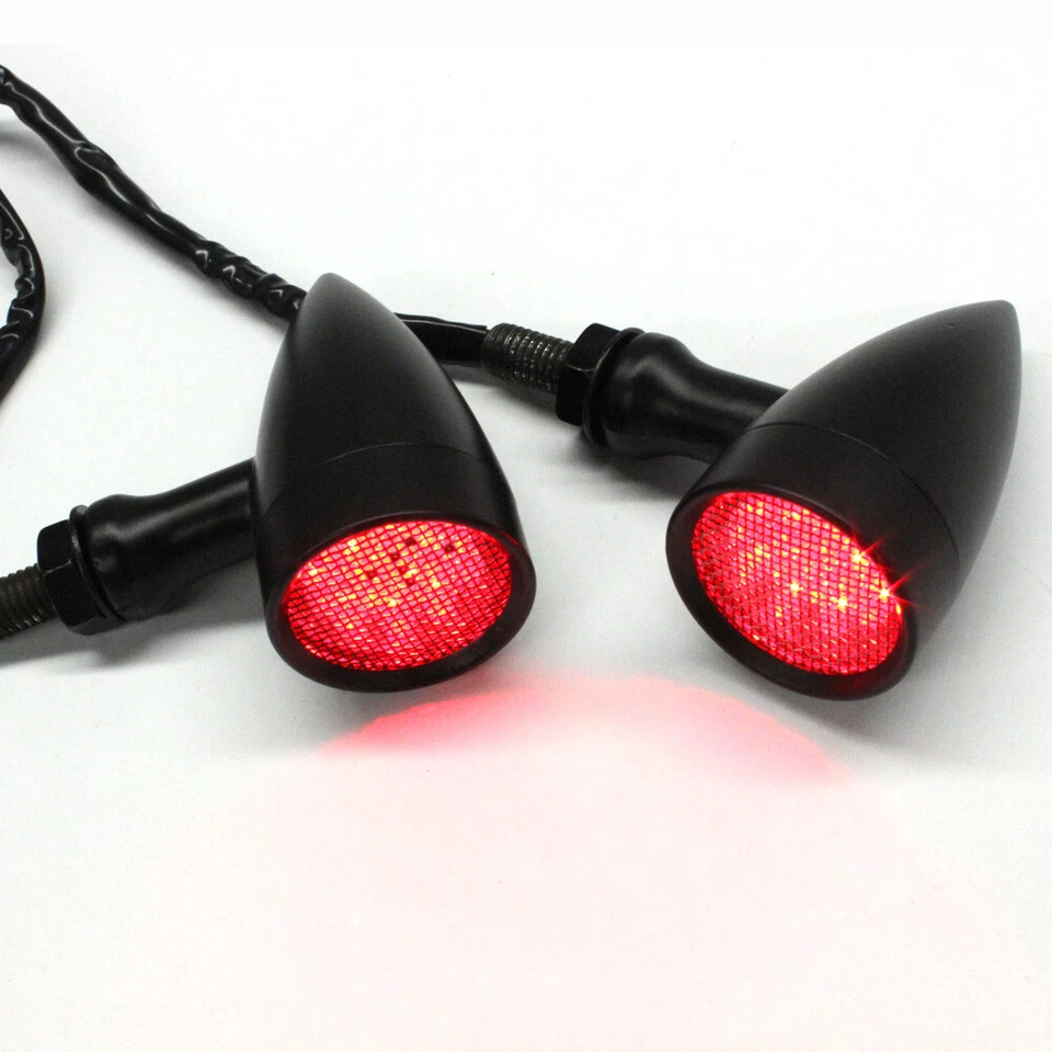 Señales de giro de bala LED rojas para motocicleta Yamaha XS750 XS650 XS500 XS400 negras Foto 2 de 4