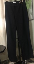 Y2K Fashion Bug Mid Rise Flare Pants Black Stretch Large Diamond Buckle VTG