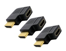 3X HD Port Right Angle Saver M/F Connector Vertical Flat Left 90 Degree Adapter