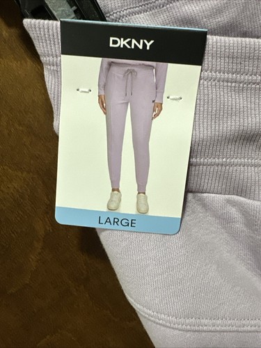 DKNY Ladies Plush Cotton Warm Cozy Fleece Draw String Jogger Large Lavender - Bild 10 von 10