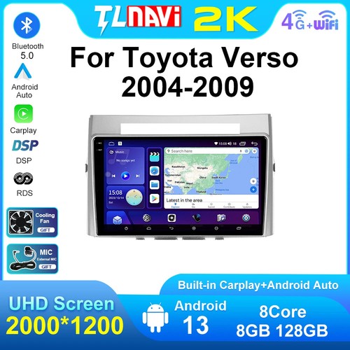 For Toyota Corolla Verso 2004-2009 Car Radio Carplay Multimedia Video GPS Screen - Foto 2 di 32